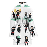 Cute Ninja Katana Sword Pattern Women'S Bathrobe