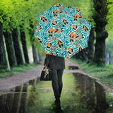 Cute Sea Otters Fishe Sea Urchin Pattern Umbrella