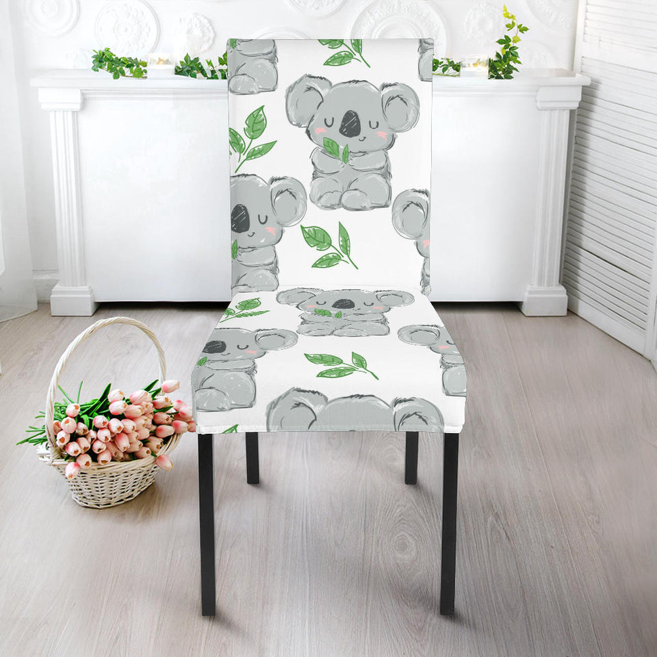 Hand Drawn Koala Leaves Pattern Dining Chair Slipcover