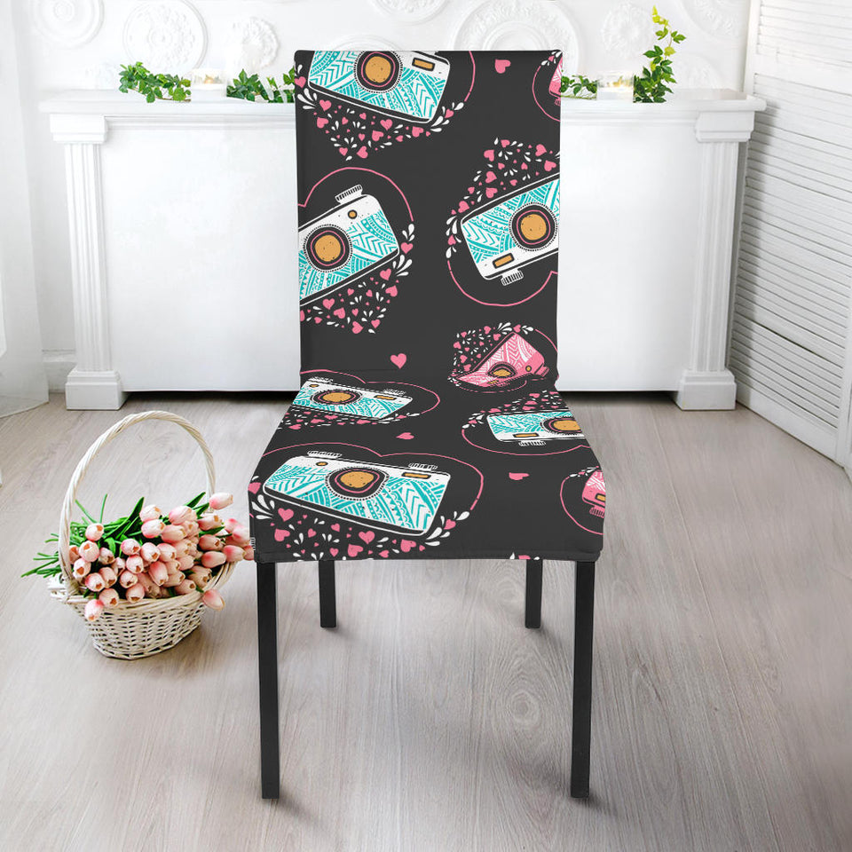 Camera Pattern Print Design 04 Dining Chair Slipcover