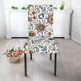 Cute Nautical Steering Wheel Anchor Pattern Dining Chair Slipcover