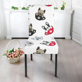 French Bulldog Cup Paw Pattern Dining Chair Slipcover