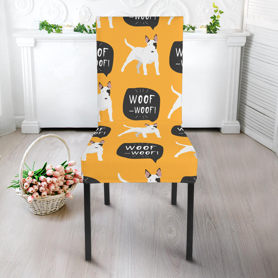 Bull Terrier Pattern Print Design 03 Dining Chair Slipcover