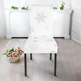 Snowflake Pattern White Background Dining Chair Slipcover