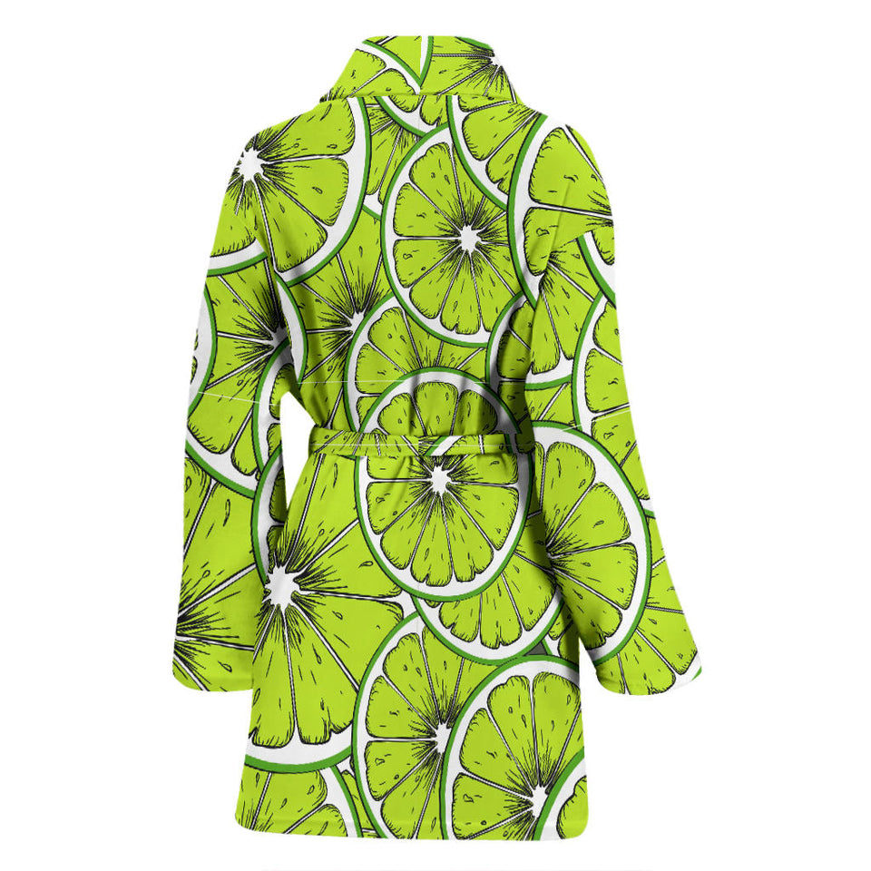 Slices Of Lime Design Pattern Women'S Bathrobe