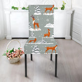 Beautiful Deers Winter Christmas Dining Chair Slipcover