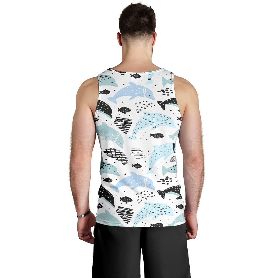 Cute dolphins Childish Style pattern Men Tank Top
