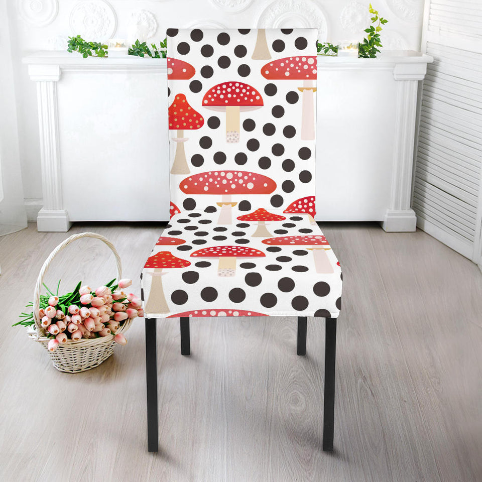 Red Mushroom Dot Pattern Dining Chair Slipcover