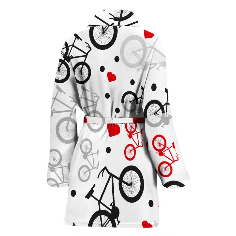 Bicycle Pattern Print Design 04 Women's Bathrobe