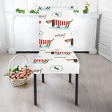 Cute Dachshund Bone Pattern Dining Chair Slipcover