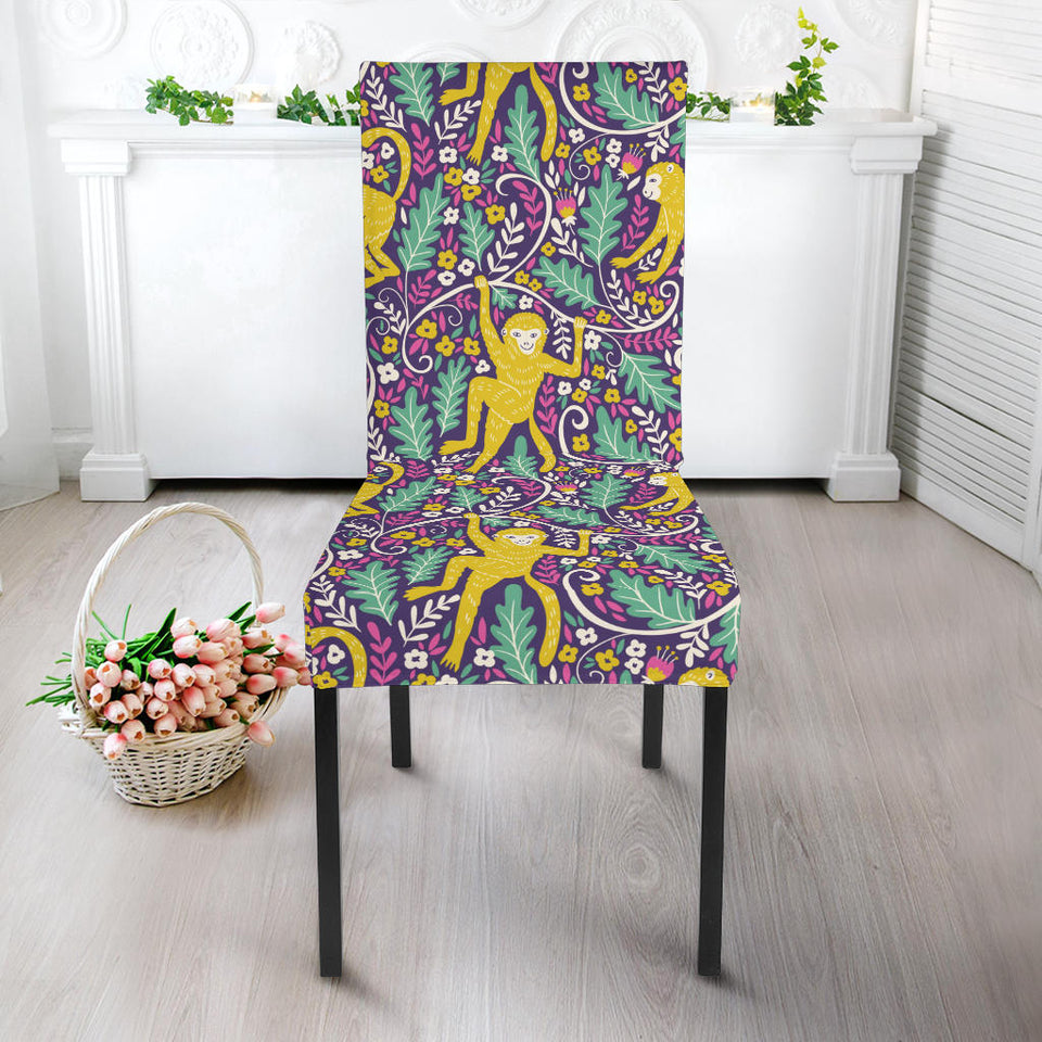 Cute Yellow Monkey Leaves Pattern Dining Chair Slipcover