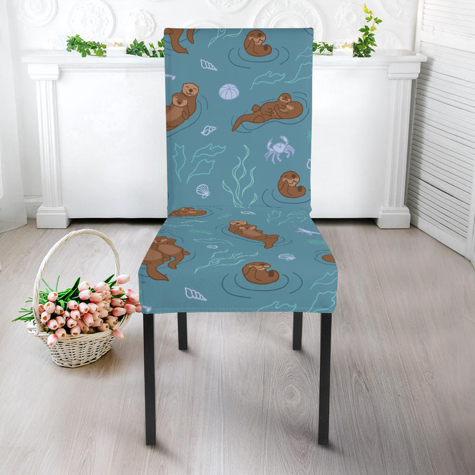 Sea Otters Pattern Dining Chair Slipcover