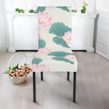 Pink Lotus Waterlily Leaves Pattern Dining Chair Slipcover