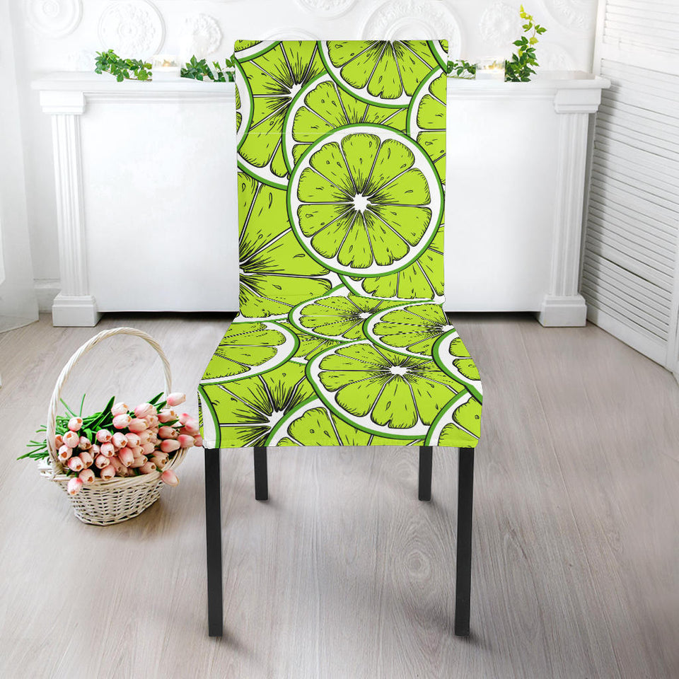 Slices Of Lime Design Pattern Dining Chair Slipcover