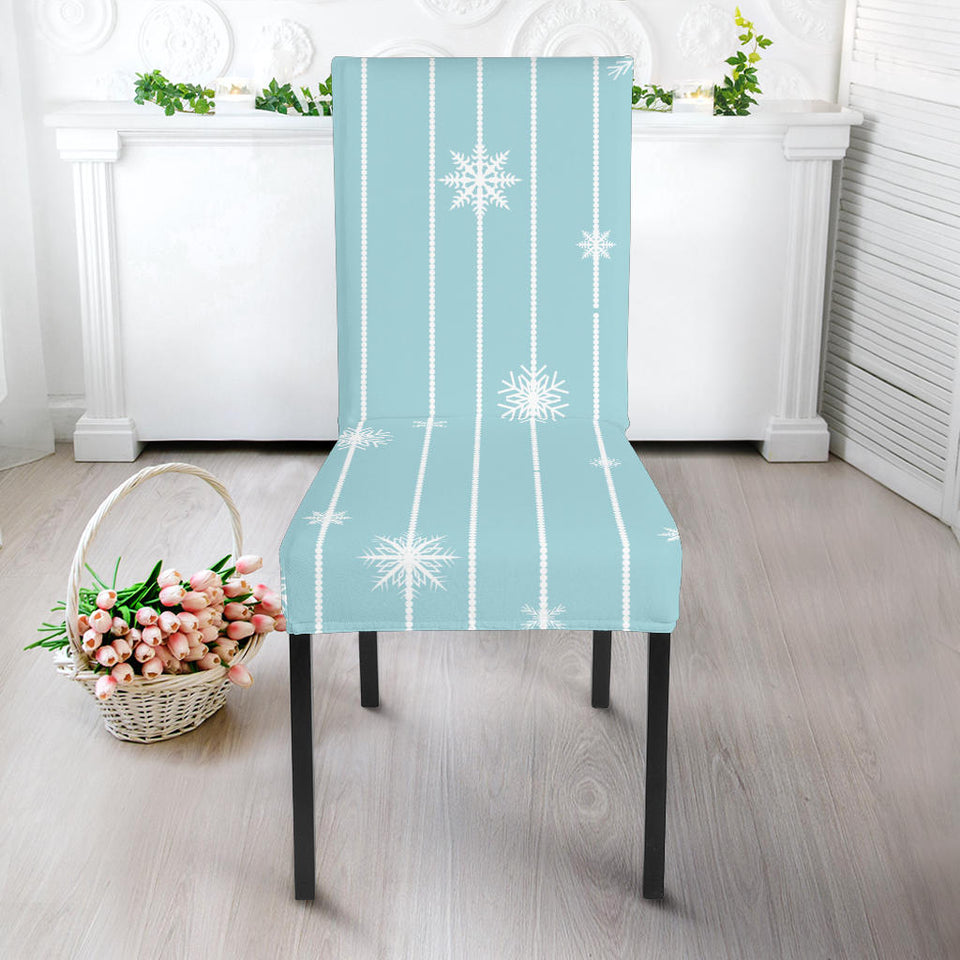 Snowflake Pattern Blue Stripe Background Dining Chair Slipcover