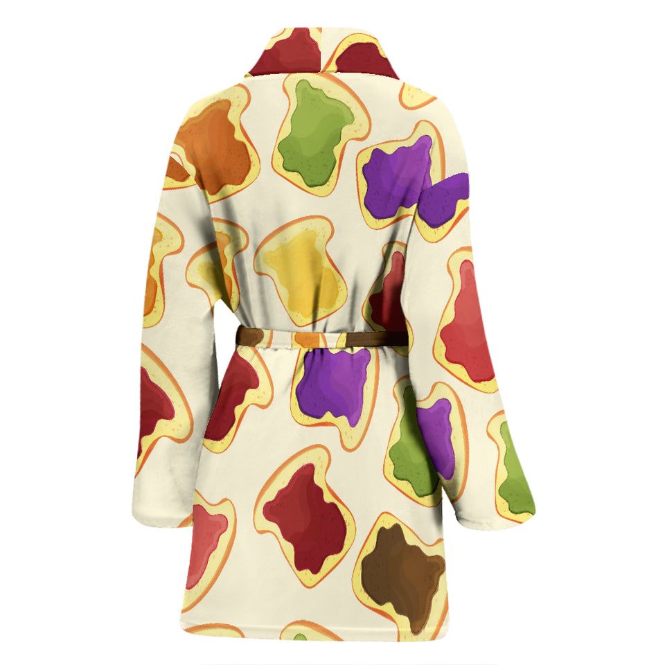 Bread Toast Pattern Print Design 02 Women's Bathrobe