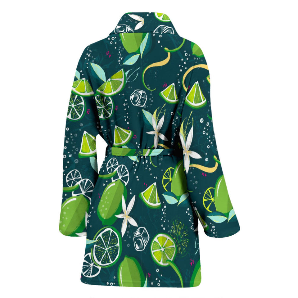 Lime Ice Flower Pattern Women'S Bathrobe