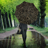 Luxurious Gold Lotus Waterlily Black Background Umbrella