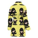 Cute Ninja Yellow Background Women'S Bathrobe