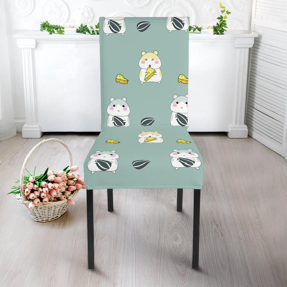 Cute Hamster Cheese Pattern Dining Chair Slipcover