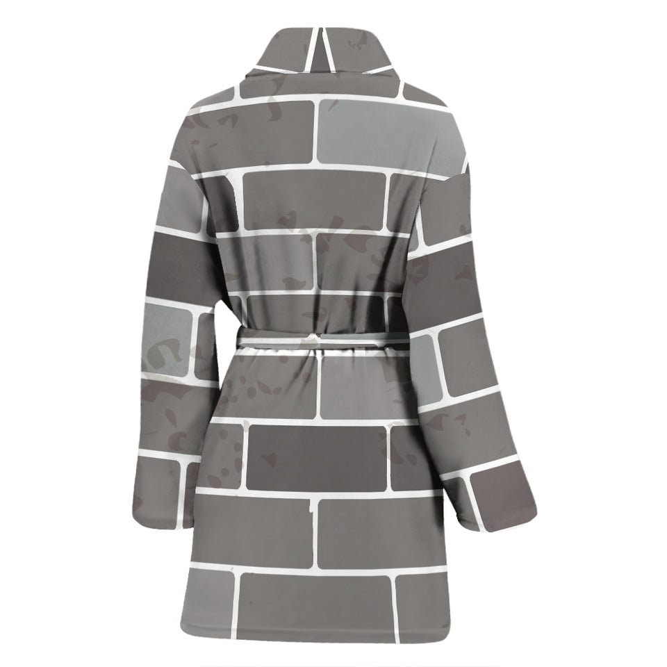 Brick Printed Pattern Print Design 05 Women's Bathrobe
