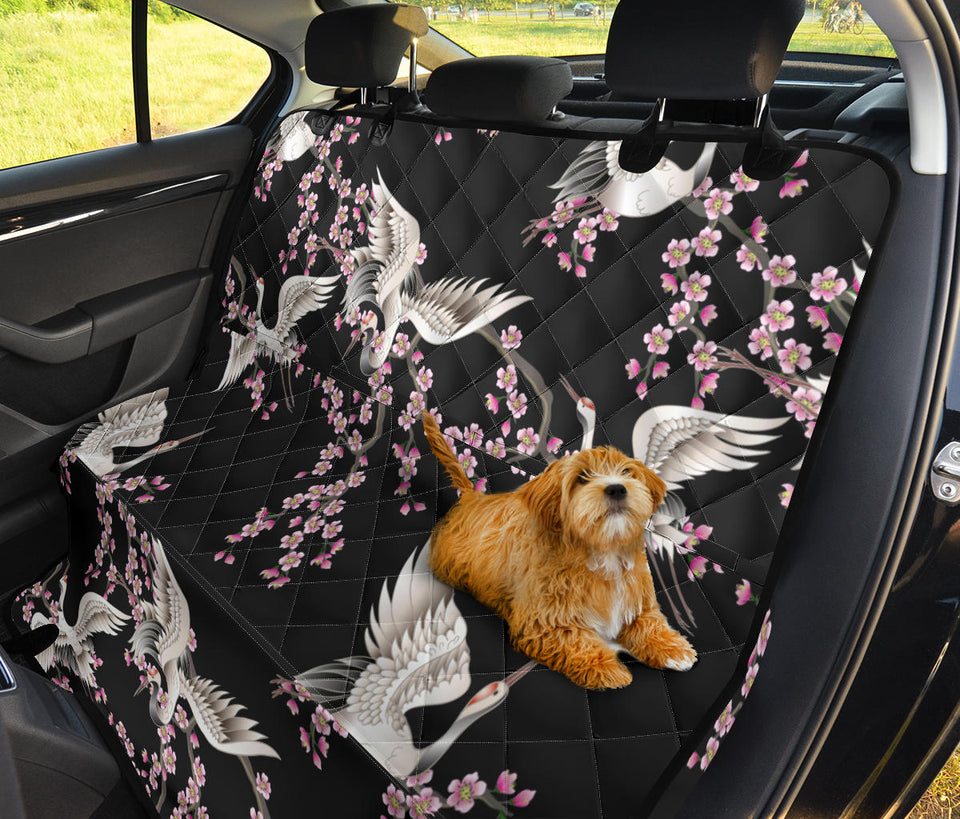 Japanese Crane Pink Sakura Pattern Dog Car Seat Covers
