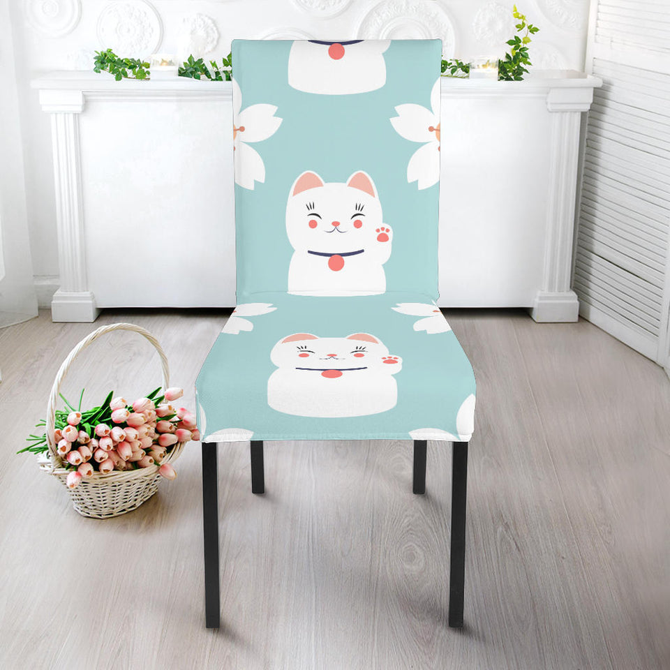 Maneki Neko Lucky Cat Sakura Dining Chair Slipcover