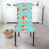 Fox Pattern Blue B Ackground Dining Chair Slipcover