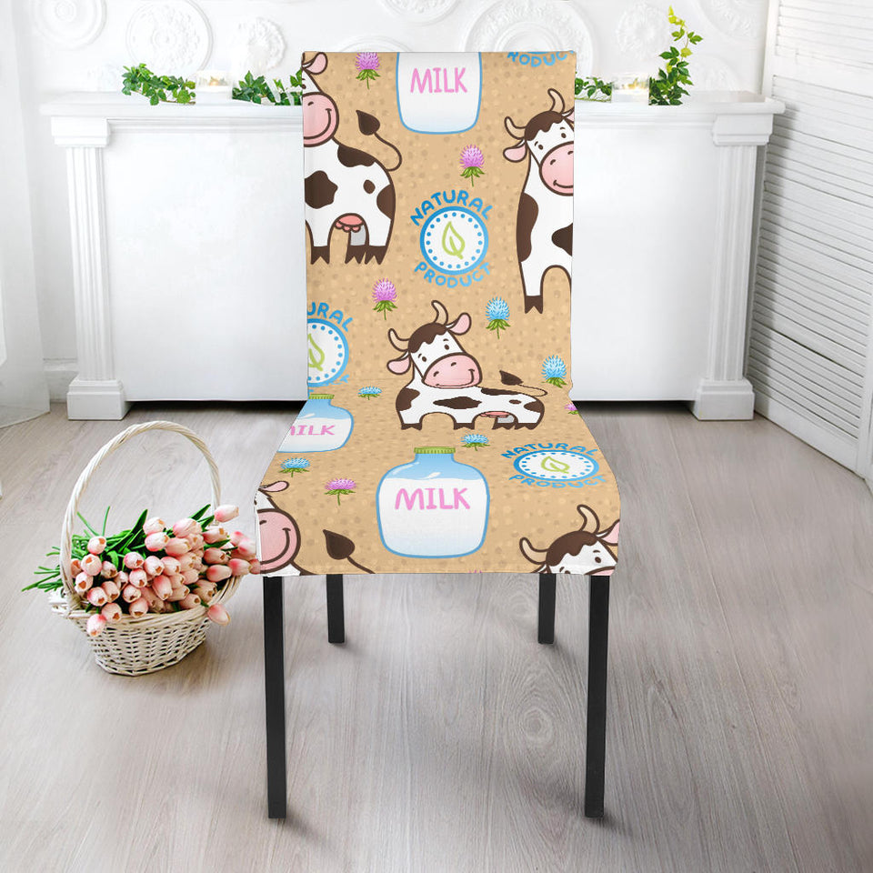 Cow Bottle Of Milk Pattern Dining Chair Slipcover