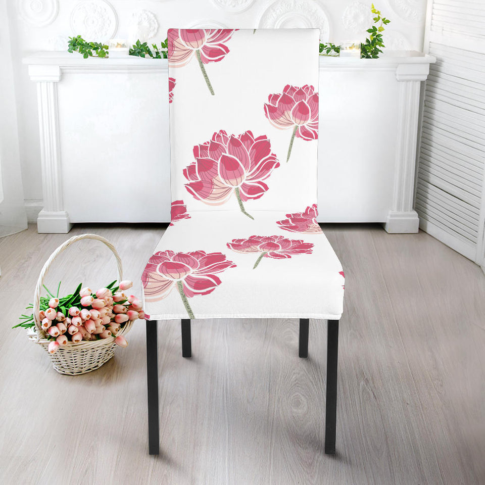 Pink Lotus Waterlily Pattern Dining Chair Slipcover