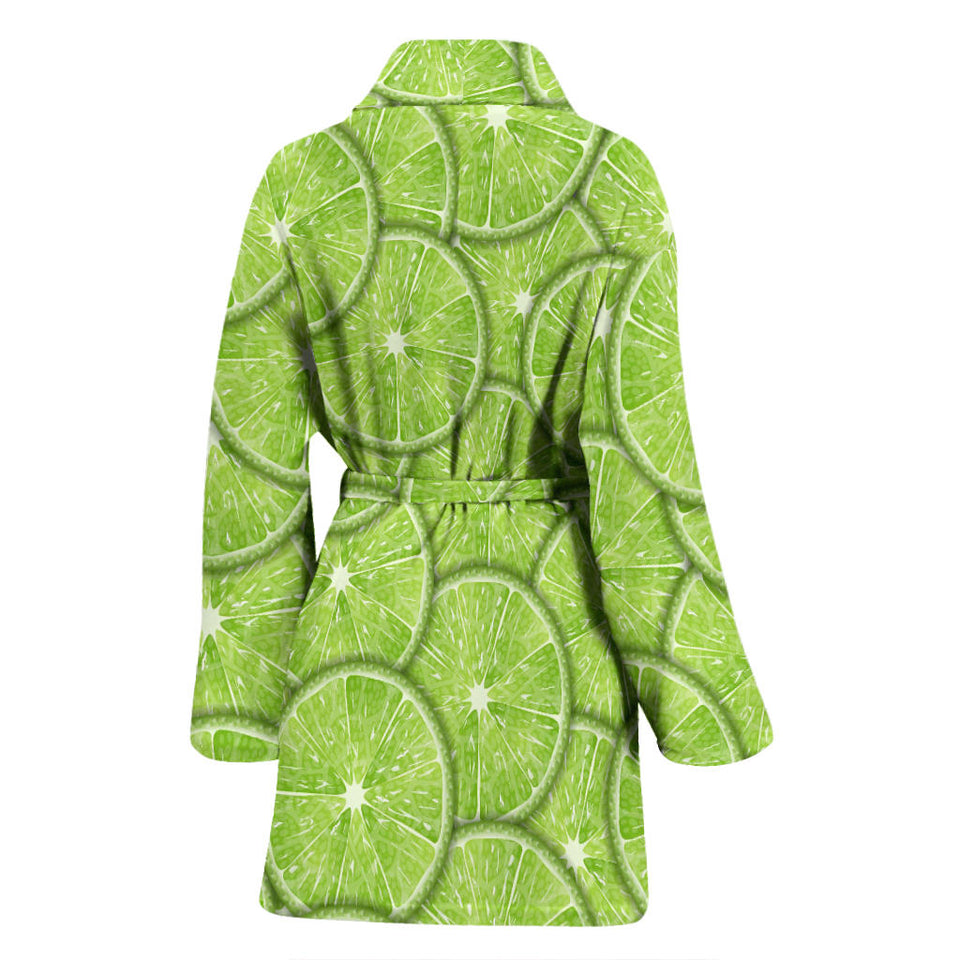 Slices Of Lime Pattern Women'S Bathrobe