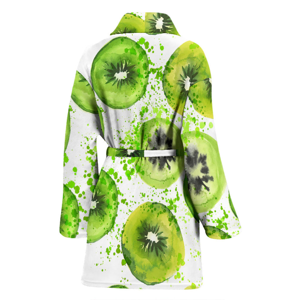 Watercolor Kiwi Pattern Women'S Bathrobe