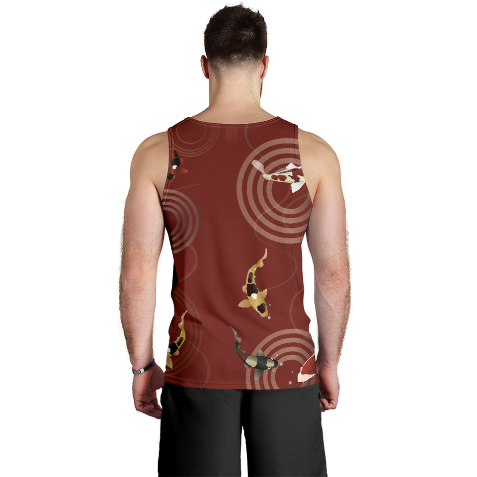 Koi Fish Carp Fish red background Men Tank Top