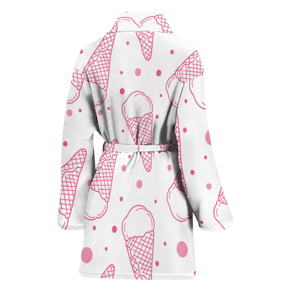 Hand Drawn Ice Cream Pattern Women'S Bathrobe