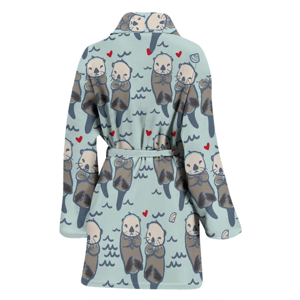 Lovely Sea Otter Pattern Women'S Bathrobe