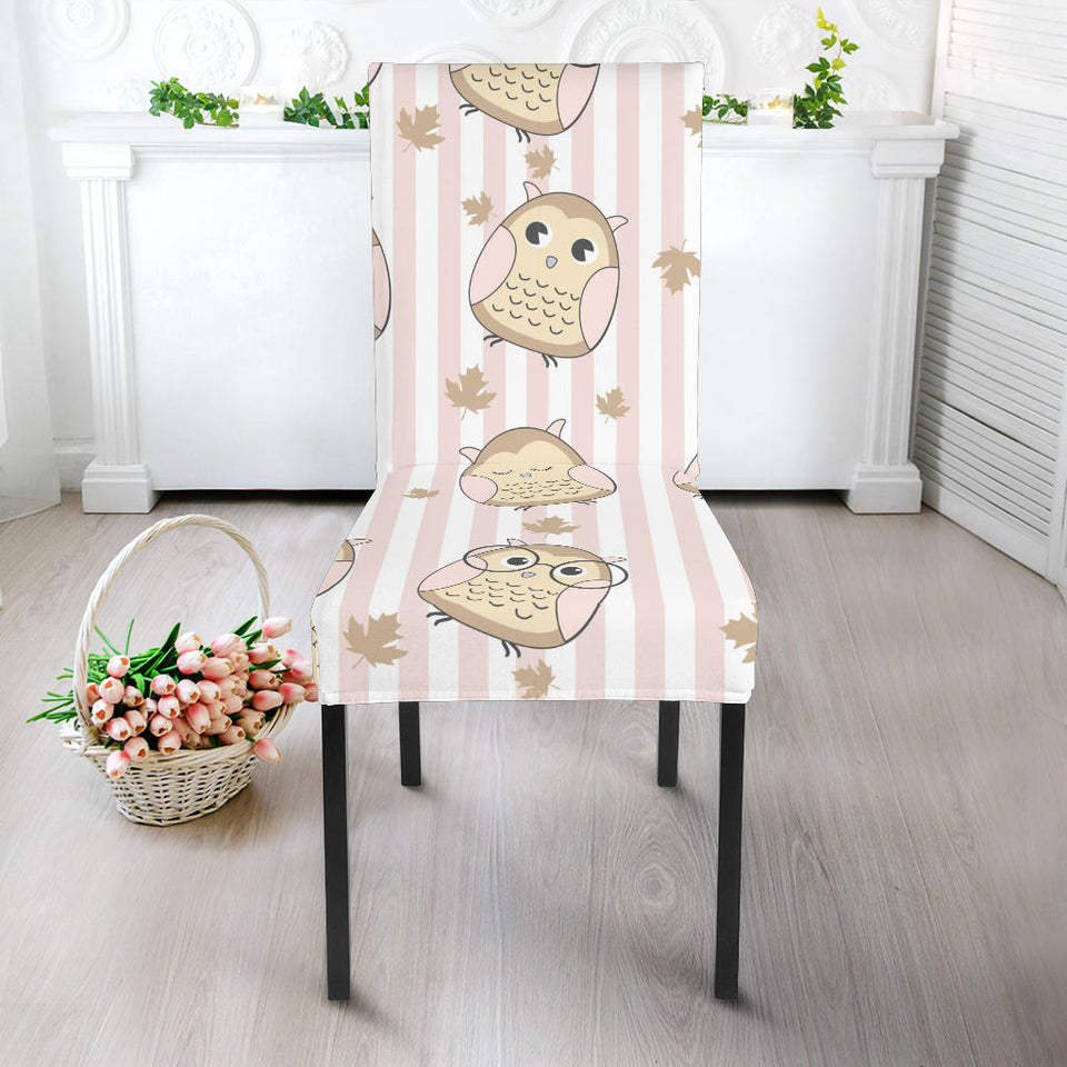 Cute Owl Leaf Dining Chair Slipcover