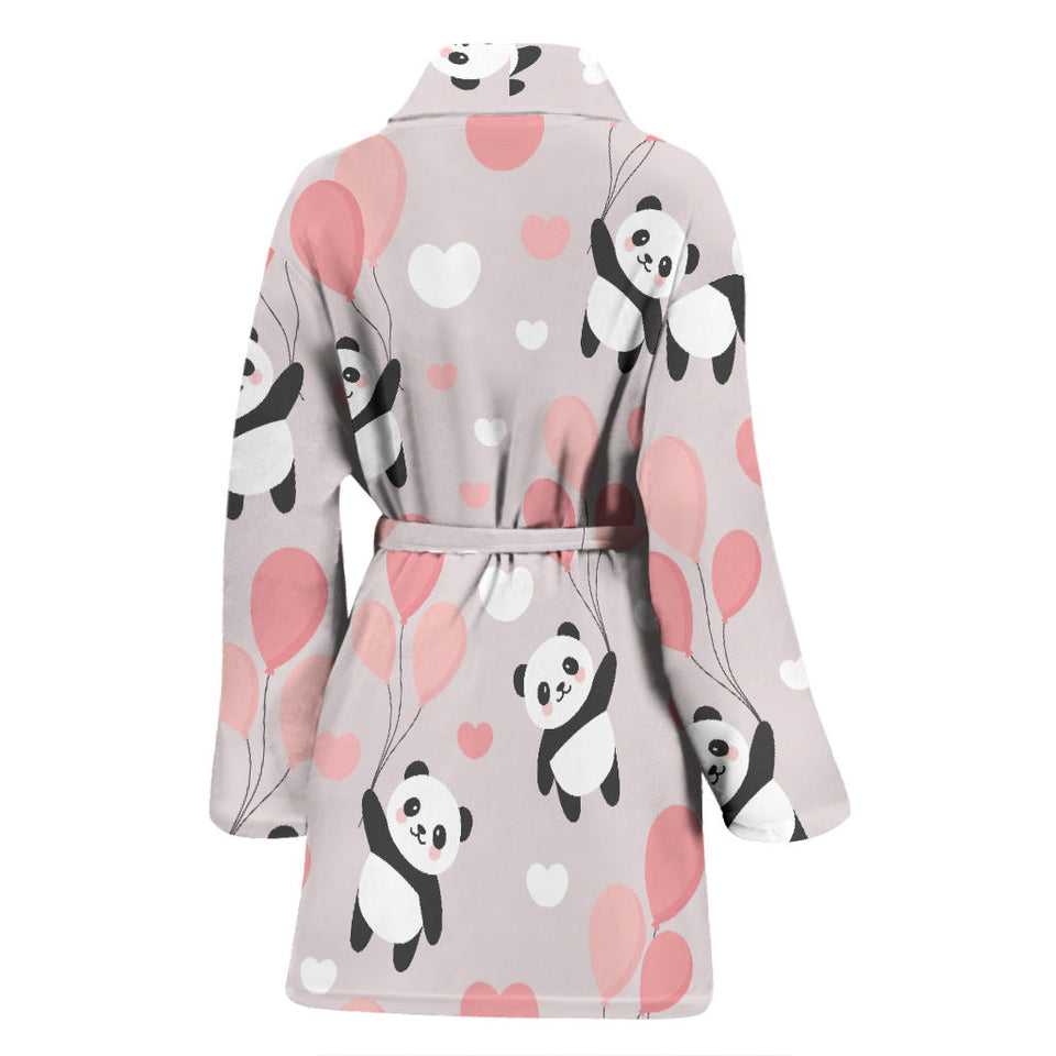 Cute Panda Ballon Heart Pattern Women'S Bathrobe