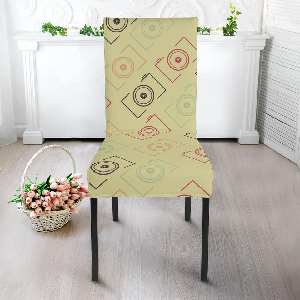 Camera Pattern Print Design 01 Dining Chair Slipcover