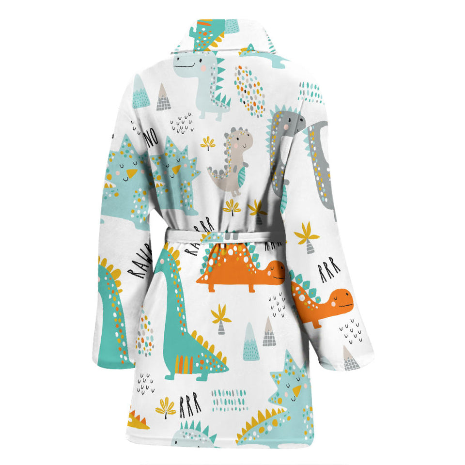 Cute Funny Kids Dinosaurs Pattern Women'S Bathrobe
