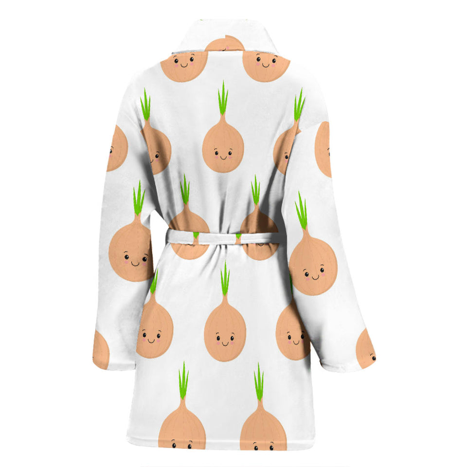 Cute Onions Smiling Faces Women'S Bathrobe