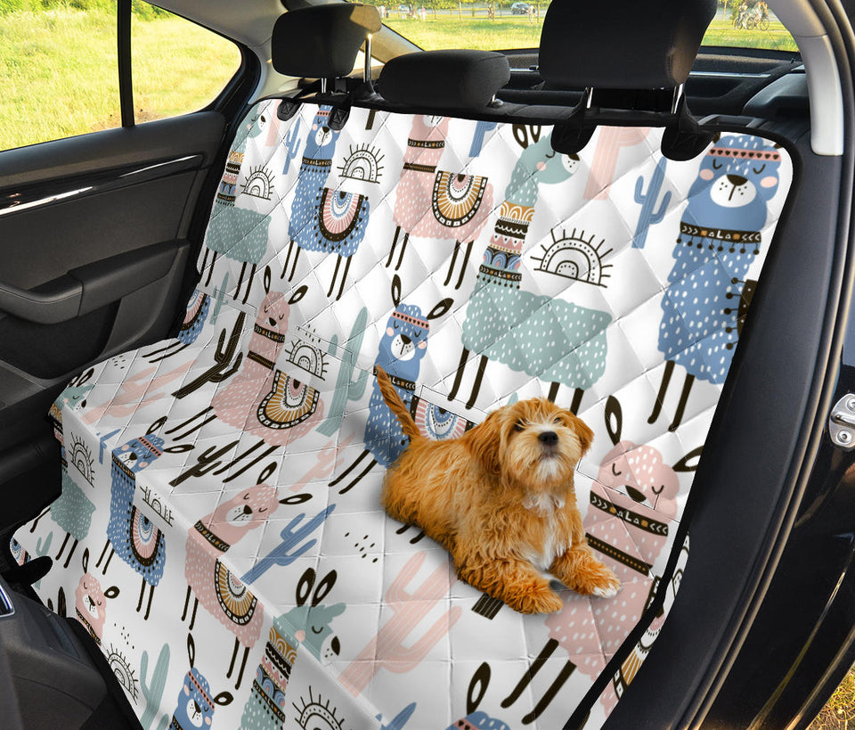 Lama Alpaca Cactus Hand Drawn Pattern Dog Car Seat Covers