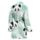Panda Pattern Tropical Leaves Background Women'S Bathrobe