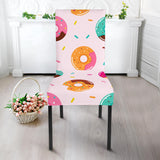 Donut Pattern Glaze Pink Background Dining Chair Slipcover