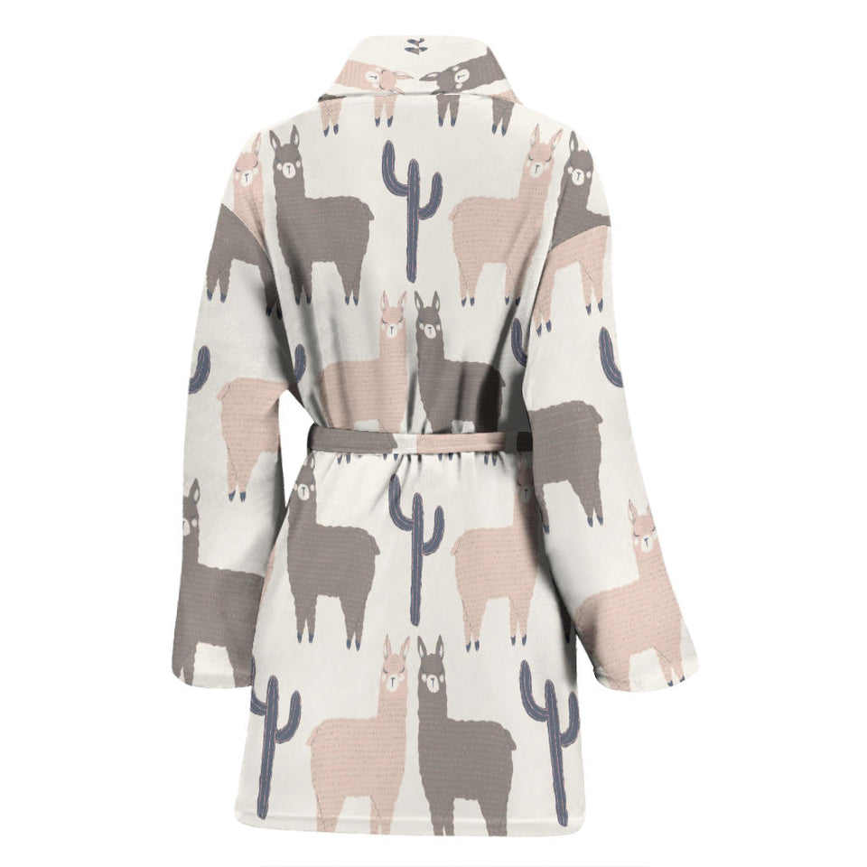 Llama Alpaca Pattern Women'S Bathrobe