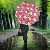 Maneki Neko Cat Sakura Pink Background Umbrella