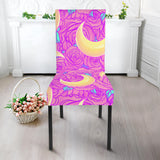 Moon Pink Rose Background Dining Chair Slipcover