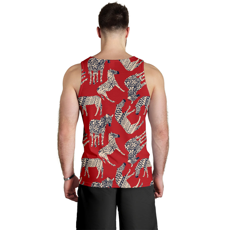 Zebra abstract red background Men Tank Top