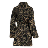 Luxurious Gold Lotus Waterlily Black Background Women'S Bathrobe
