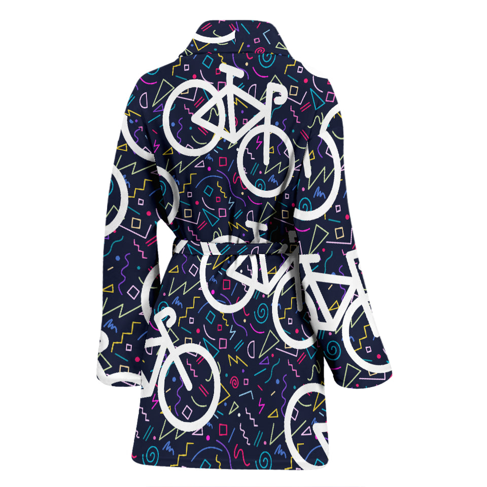 Bicycle Pattern Print Design 03 Women's Bathrobe