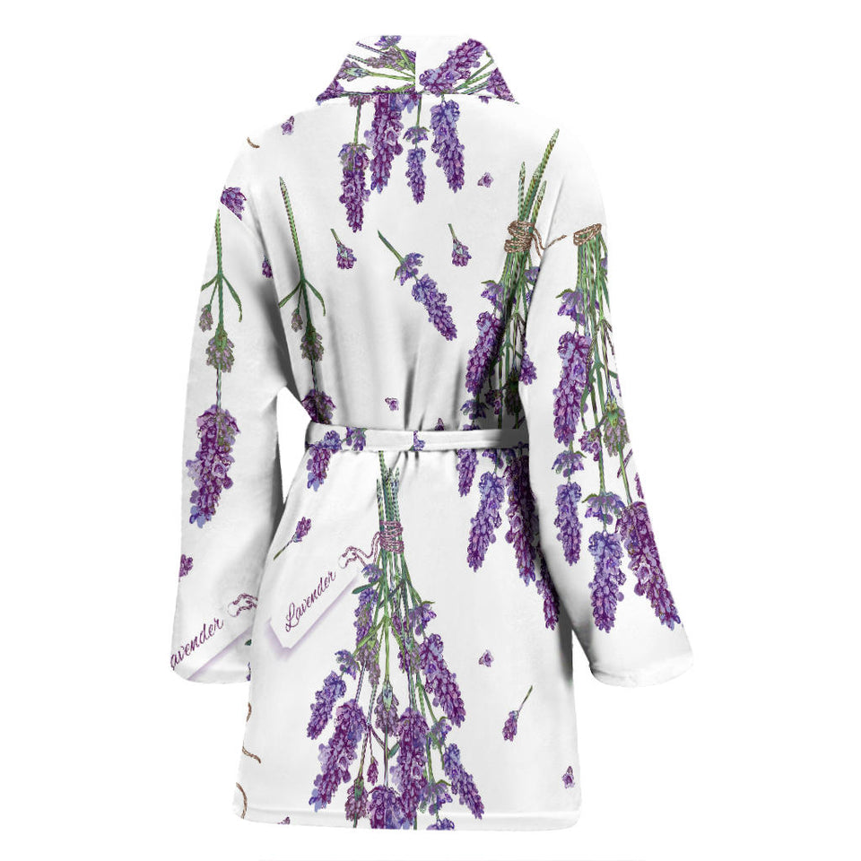 Lavender Flower Design Pattern Women'S Bathrobe